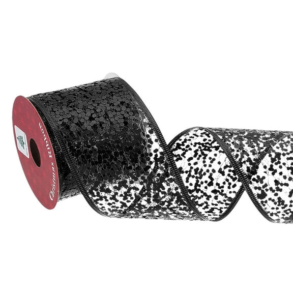 Uxcell Glitter Mesh Wired Ribbon Sparkling Edge Ribbon and Gift Wrapping, Black