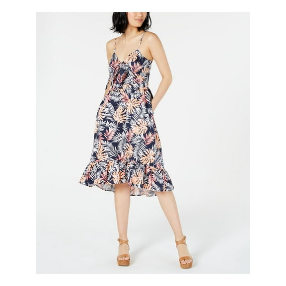 Maison Jules Womens Floral Tie Front Flounce Dress