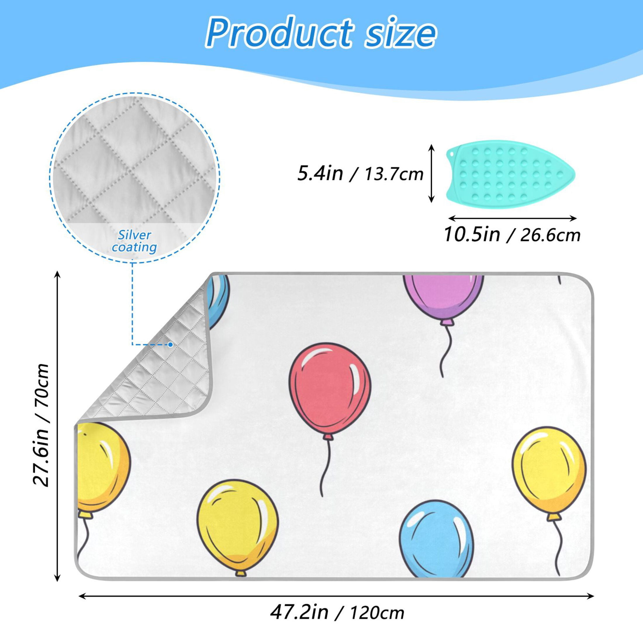 Bright Color Balloons Ironing Mat Blanket Portable Travel Ironing Pad Heat Resistant Pad 47.2" x 27.6”