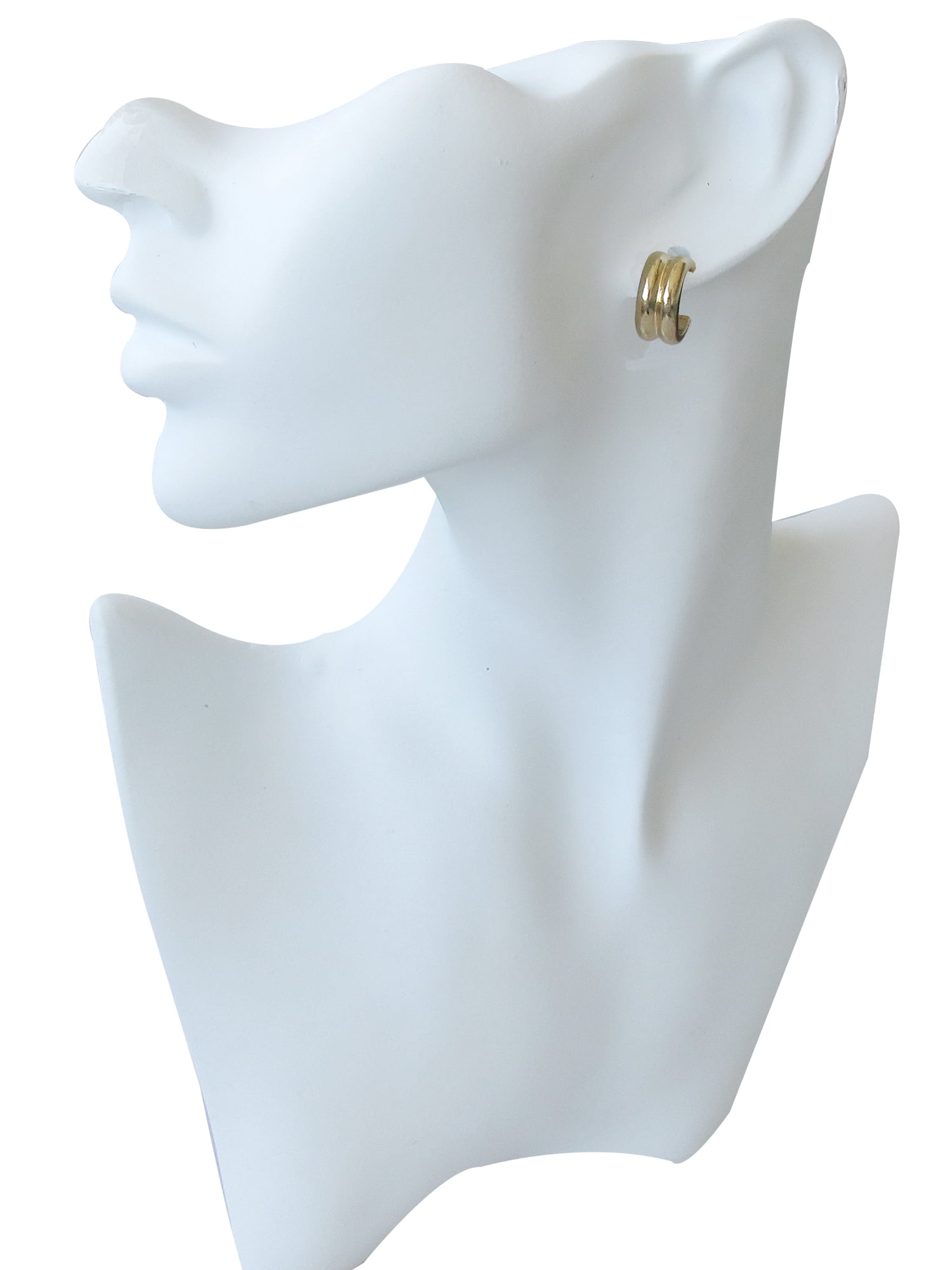 Time and Tru Women's Two Tone Hoop Earring Set with Faux Crystals, 6-Piece