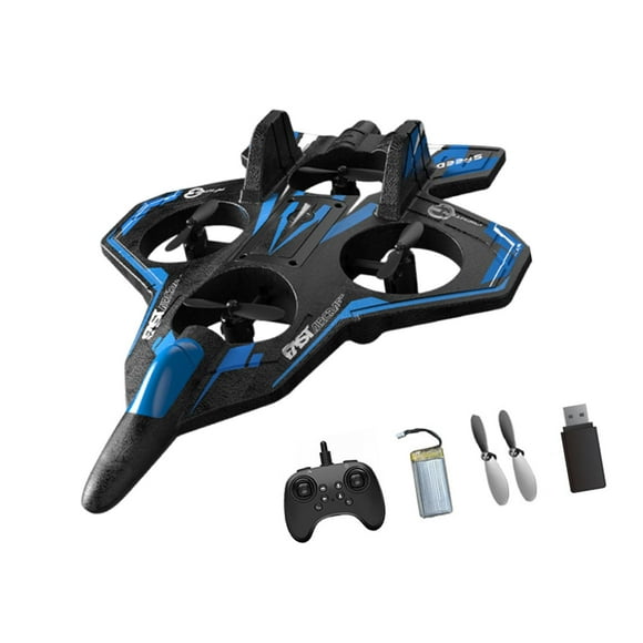 Avión RC, Helicóptero de Control Remoto, Protección Contra Caídas (15 Min), con Luces LED de Colores, Juguete Volador para Exteriores para Niños de 8 D azul