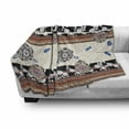 thumbnail image 3 of Floral Soft Flannel Fleece Throw Blanket, Abstract Dotted Petals and Horizontal Oriental Stripes, Cozy Plush for Indoor and Outdoor Use, 50" x 70", Multicolor, by Ambesonne, 3 of 6