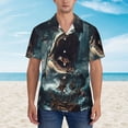 thumbnail image 4 of Lsque Wave Sailboat Shark pattern Hawaiian Shirt for Men, Unisex Summer Beach Casual Short Sleeve Button Down Shirts-Large, 4 of 9