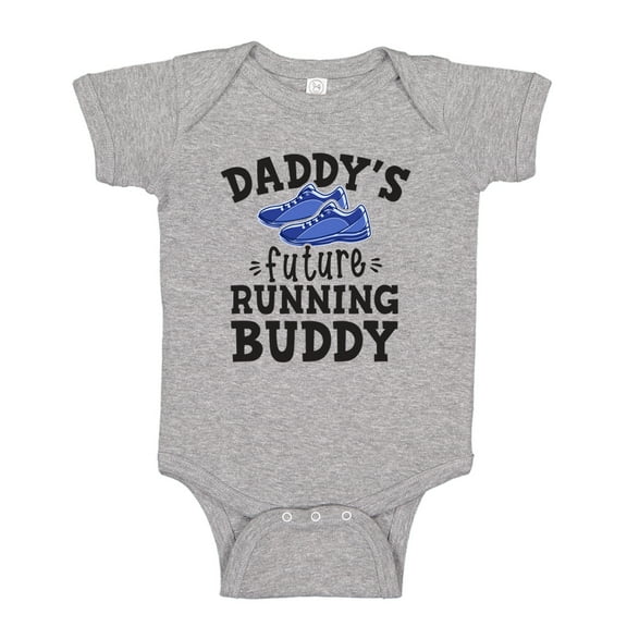 Daddy's Future Running Buddy Baby Bodysuit One Piece NB Athletic Heather
