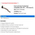 thumbnail image 2 of Front Left Outer Tie Rod End - Compatible with 1997 - 1999 Acura CL 1998, 2 of 2