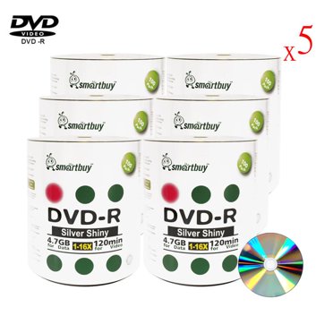 100 Pack Smartbuy 16X DVD-R 4.7GB 120Min White Top (Non-Printable) Data Blank Media Recordable ...
