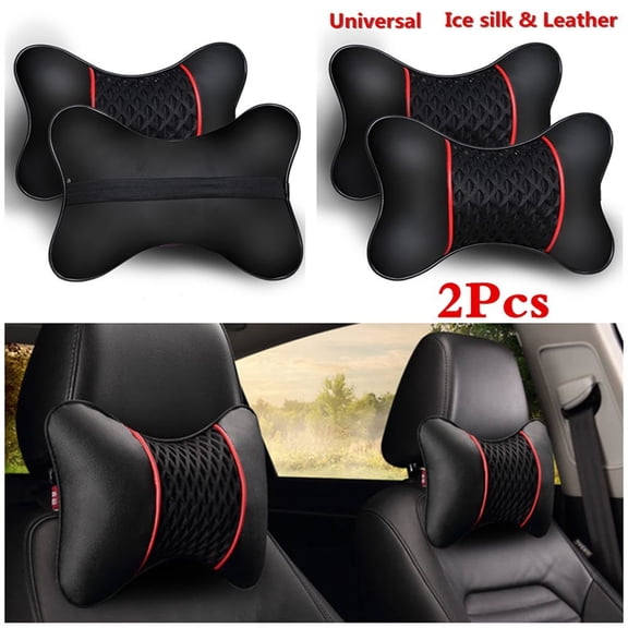 2PCS Travel Car Auto for Seat Head Neck Rest Pu Leather Cushion Pad Headrests