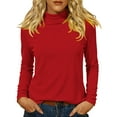 thumbnail image 6 of Soyumi Long Sleeve Blouses for Women Warm Casual tops Crewneck Fleece Line Womens Sweatshirts Trendy Sweatshirts Basic Sweatshirt Dress for Women Trendy tops Tunic tops Long Sleeve tops, Red, 6 of 7