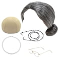 thumbnail image 2 of Fiudx Peluca de Abuela, Postizo de Fibra Rizada, Elegante Cadena para Gafas, Collar de Perlas Resistentes, Disfraces Del Día de Los Inocentes, Abanicos de Cosplay, Diseño Reutilizable, 2 of 7