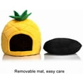 thumbnail image 4 of Yellow Pineapple Shaped Pet Bed for Cats & Small Dogs, Cozy Cave Nest with Removable Cushion, 4 of 6