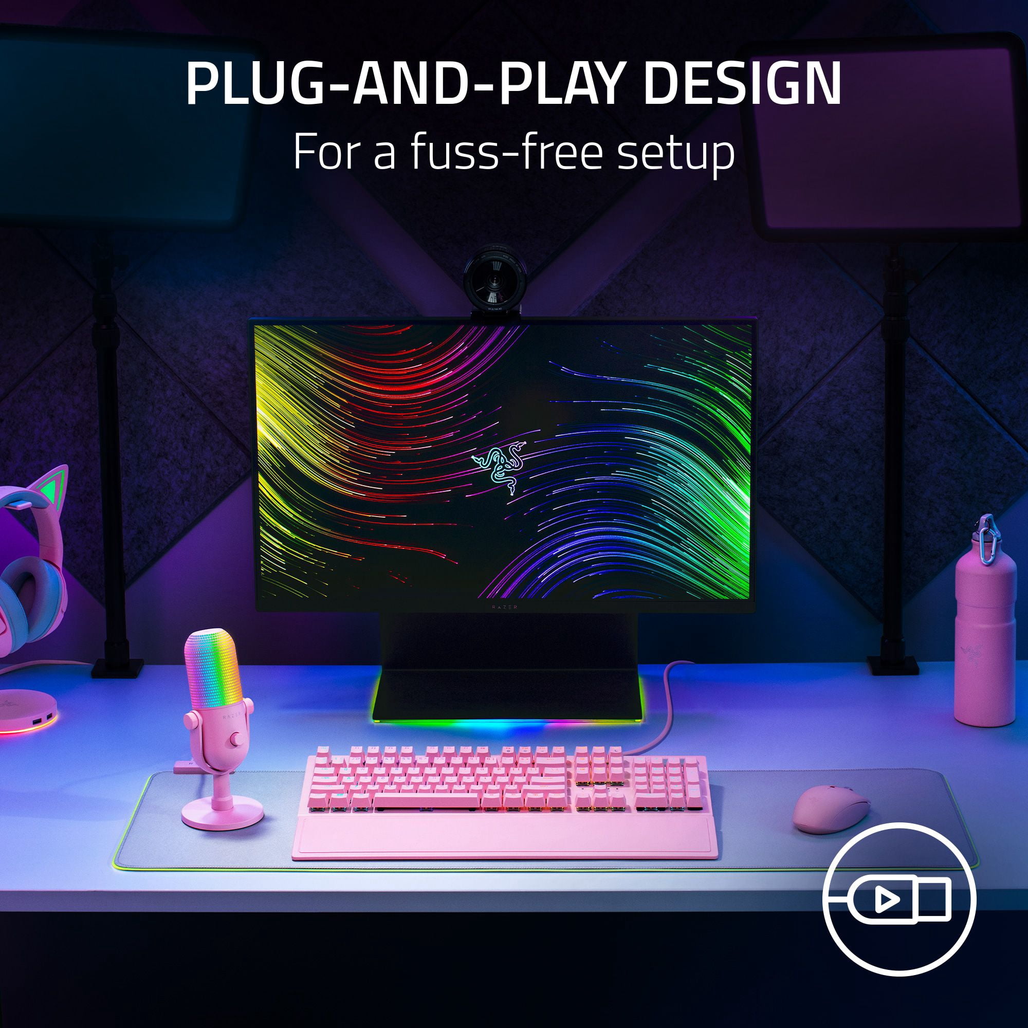 Razer Seiren V3 Chroma USB Mic with RGB Lighting Microphone with Tap-to-Mute, Quartz