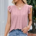thumbnail image 2 of Elegante camiseta de manga corta con cuello en V sólido para mujer Blusa suelta Tops OAVQHLG3B Store lin121212, 2 of 5