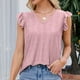 thumbnail image 2 of Elegante camiseta de manga corta con cuello en V sólido para mujer Blusa suelta Tops OAVQHLG3B Store lin121212, 2 of 5