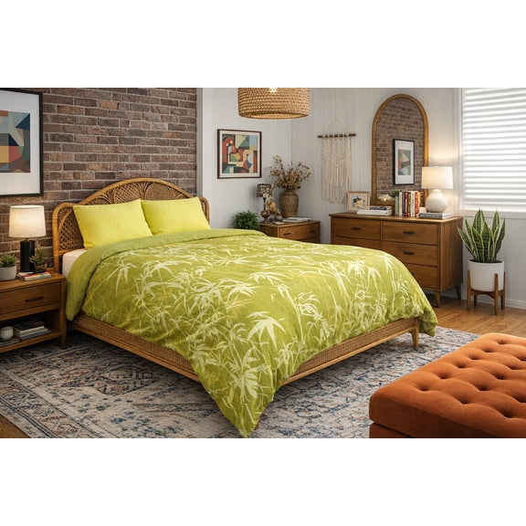Yezi -100% Cotton Queen Size Duvet Cover Set Including 2 Shams.Made in Green by Oeko-Tex.