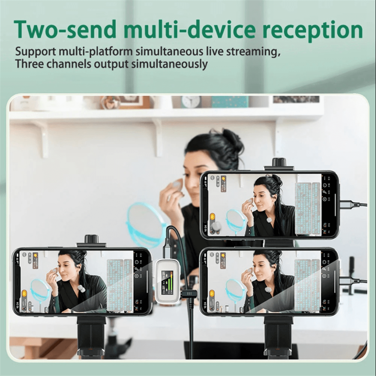 2.4G Wireless Lavalier Microphone Noise Reduction Mobile Phone Two-Way Live Broadcast Recording Microphone,B