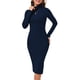 thumbnail image 2 of Vestido midi rosa Queen de manga larga, cuello alto, azul marino, 2 of 6