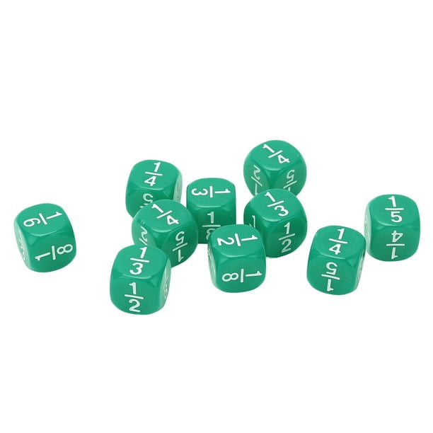 JUEGO DE CLASE DE DADOS DE fracción, 20 Piezas de Plástico MultifacéTico, Accesorios de Juego de Mesa para Niños, Práctica de Matemáticas Con Números Grabados, Duradero E