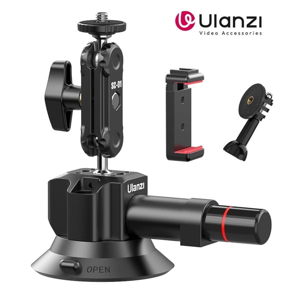 Ulanzi SC-01 Strong Suction Cup Mount Magic Arm Flexible Rotation Glass Sucks for Phone Action Camera GoPro Hero Insta360 DJI