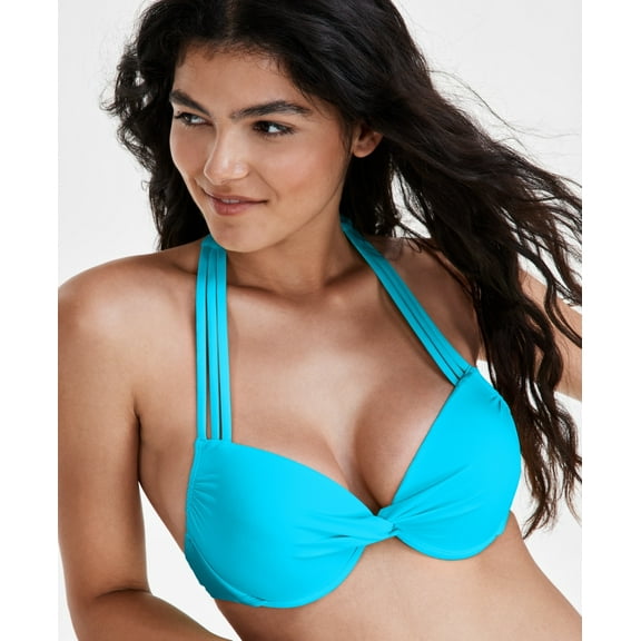 Salt   Cove Juniors' Strappy Underwire Push-up Bikini Top, Created for Macy's - Blue