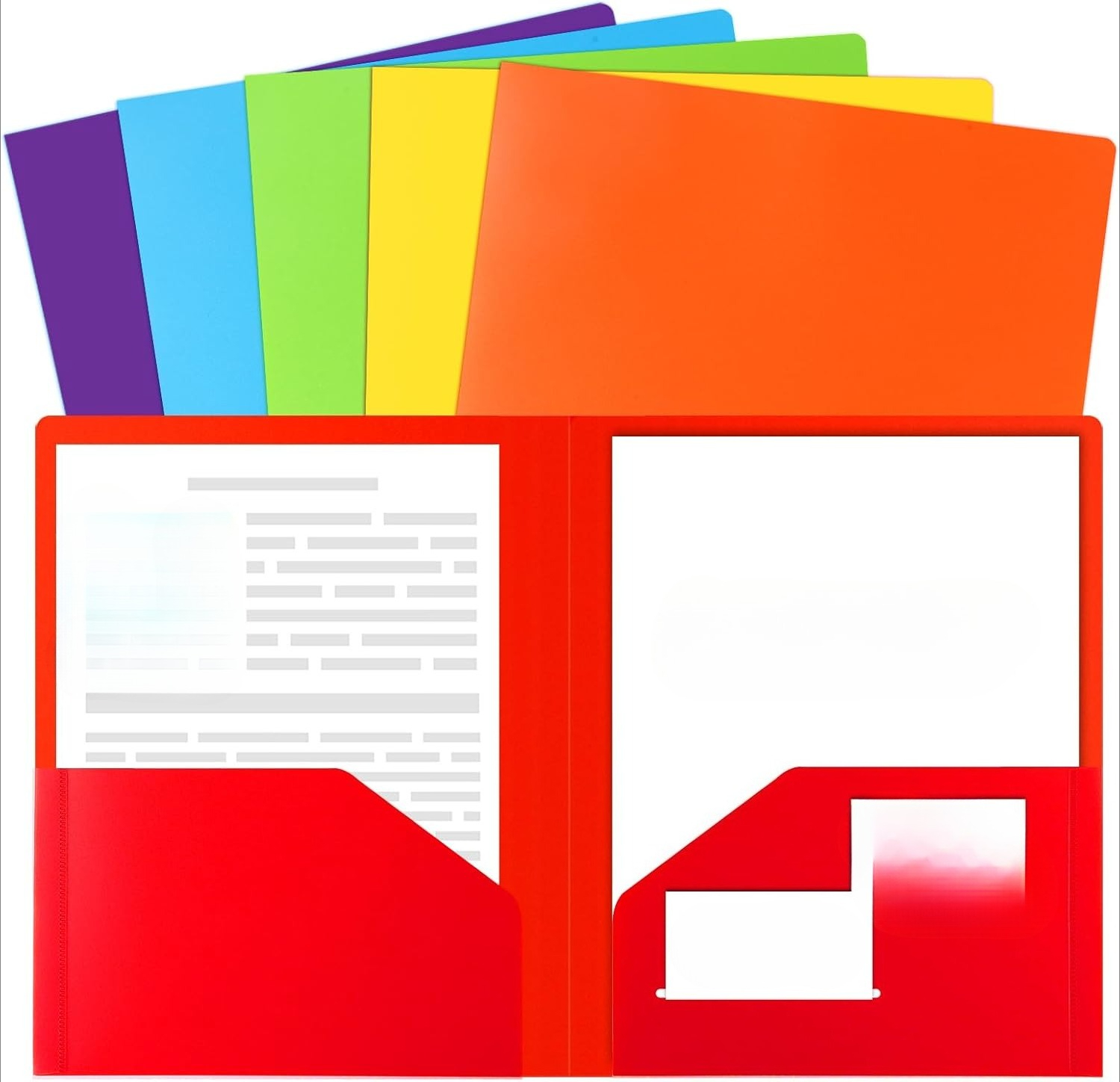 100 plastic folders with pockets, heavy duty pocket folders with 4 pockets for office and school