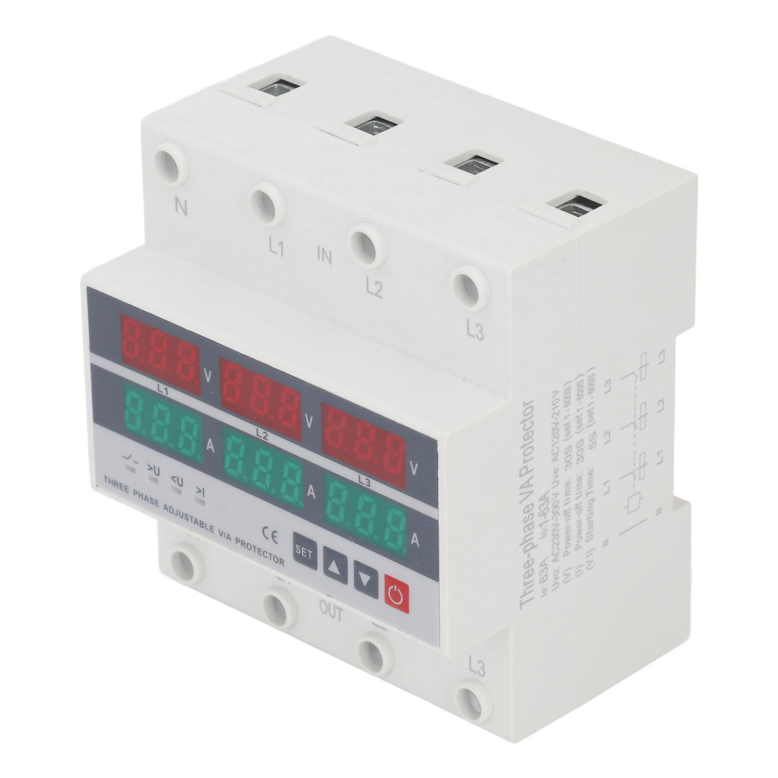Over Current Protector, Quick Response AC120-300V 63A PC Over Under ...