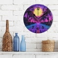 thumbnail image 3 of Yayeee 10" Wall Clock Battery Operated Quartz Round Silent Non-Ticking Home Decor, Purple Neon Road, 3 of 6