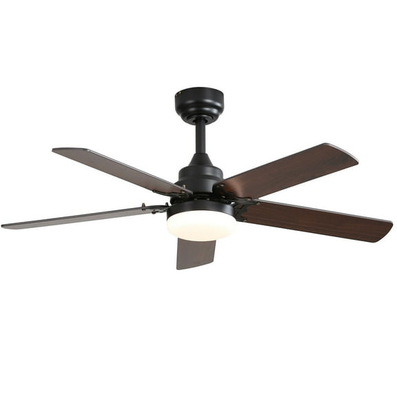 Sofucor 42 Inch Modern Ceiling Fan With LED Light 5 Blades Remote Control Reversible DC Motor Black For Bedroom