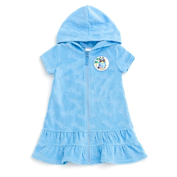 Bluey Loop Terry Cloth Hooded Zip Up Swim Cover Up Toddler to Big Kid