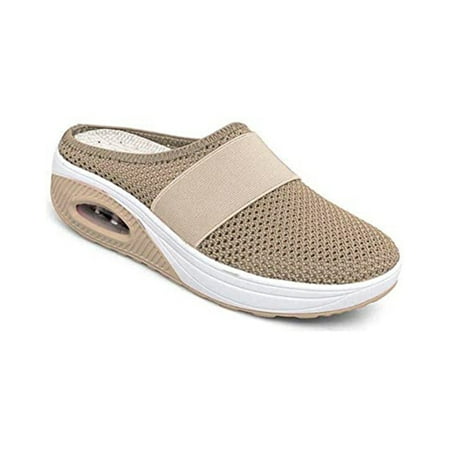 

Stamens Women s Slip-On Walking Shoes with Air Cushion Shock-proof Mesh Upper Platform Women s Walking Shoes Slip-On with Air Cushion Shock-proof Mesh Upper Platform Loafers Breathable(37 Khaki)