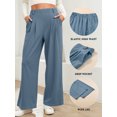 thumbnail image 3 of Eytino Womens Pants Casual Wide Leg Pants for Women Elastic High Waisted Palazzo Pants Loose Flowy Beach Trousers Lounge Pants with Pockets Blue S, 3 of 11