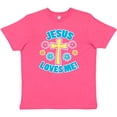 thumbnail image 3 of Inktastic Easter Jesus Loves Me with Cross and Flowers Youth T-Shirt, 3 of 5