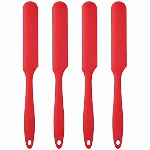 4pcs Silicone Spatula Set Heat Resistant Cake Cream Butter Spatulas Mixing Batter Scraper Non-Stick Flexible Baking Cooking Tool 4 Colors (red) - Multi-Functional High-Efficiency Design