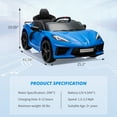 thumbnail image 5 of Licensed 12V Kids Ride-On Corvette, Battery-Powered Electric Sports Car with Remote Control, Interactive Dashboard, LED Lights, and Music (Dark Blue), 5 of 7