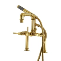 Kingston Brass AE6407DL Concord 7" Center Deck-Mount Clawfoot Tub Faucet with Hand Shower, Brushed Brass