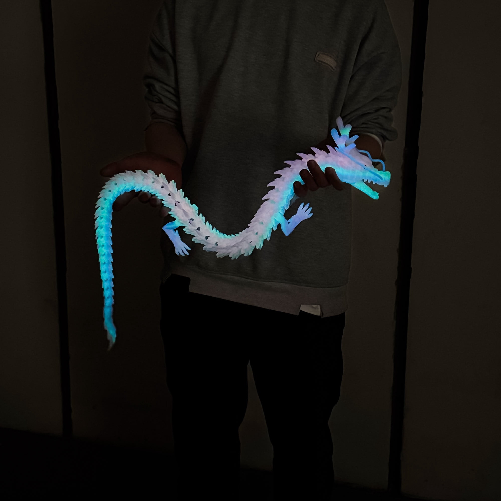 33.5inch 3D Printed dragon,Flexible Joint Animal lacertid Figurines, Home Office Decor,Fidget Toy for Adults Teens Boy Festival Gifts,Easter Basket Stuffers,Executive Desk Toy