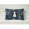 thumbnail image 2 of Caroline's Treasures BB5081PW1216 Blue Flowers Japanese Chin Canvas Fabric Decorative Pillow , 12H x16W, multicolor, 2 of 3