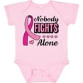 thumbnail image 3 of Inktastic Breast Cancer Awareness Nobody Fights Alone Pink Ribbon Boys or Girls Baby Bodysuit, 3 of 5