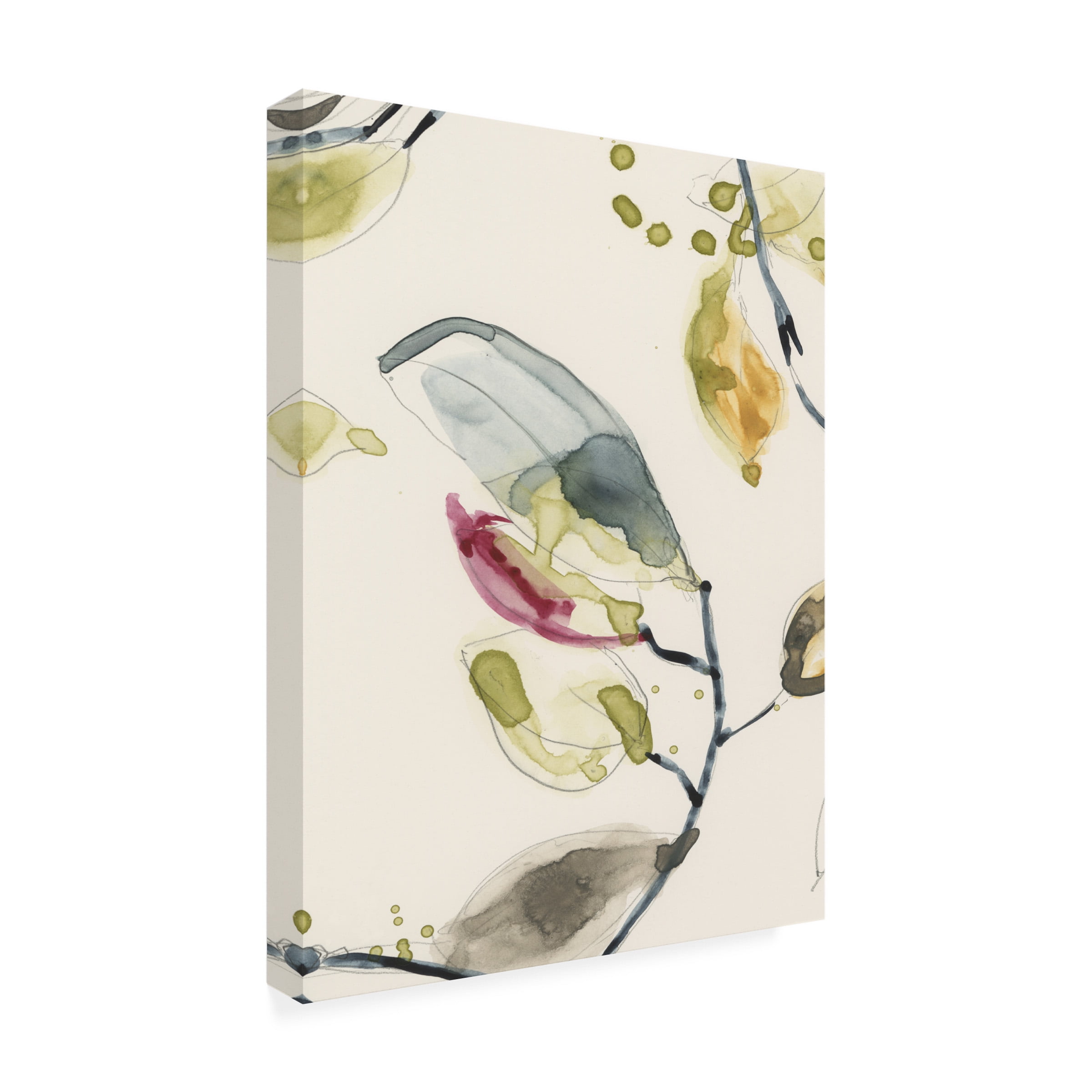 Trademark Fine Art Jennifer Goldberger Leaf Branch Triptych Ii Canvas Wall Art - 24x32