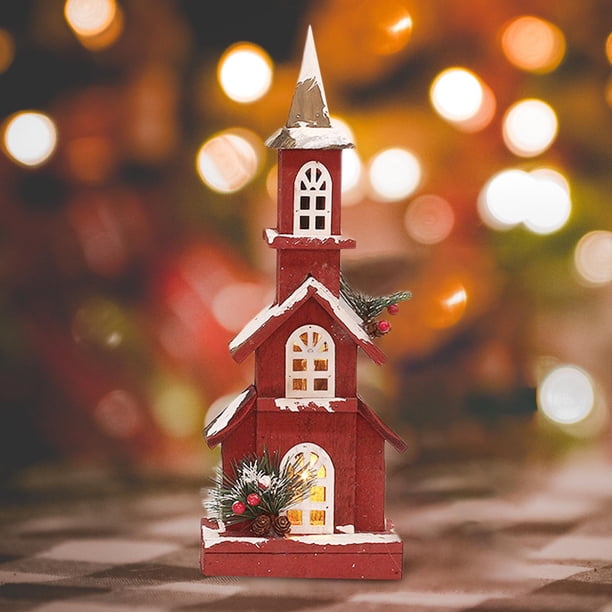 Pueblo De Navidad Iluminado De Madera - Set Decorativo Con Casitas, árboles Y Figuras LED, Alimentación TYPE-C, Tamaño 35x28x5 Cm