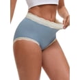 thumbnail image 4 of INSPIRE CHIC Mother's Day Women's High Waisted Lace Trim Briefs Cotton Full Coverage Underwear Panties S Dark Blue, 4 of 4