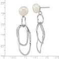 thumbnail image 3 of Sterling Silver Rhodium-plated 10-11mm White Baroque Freshwater Cultured Pearl Dangle Earrings, 3 of 3