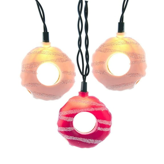 Kurt Adler 144-Inch White & Pink Donut-Shaped String Lights – UL Listed Holiday Decoration