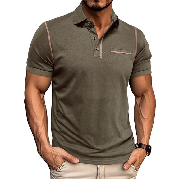 FRSASU Summer Tops Mens Henley Shirts Casual Button Down Collared Washed T-Shirts for Men Retro Short Sleeve Tee Army Green