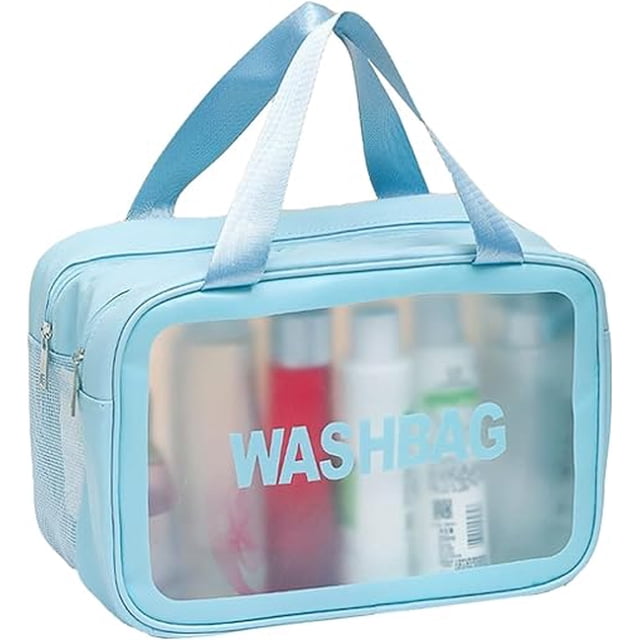 Bolsa de aseo de viaje, bolsas de aseo para mujeres que viajan, bolsas de lavado transparentes para guardar maquillaje, artículos de tocador, toallas a mano, para viajes de negocios, fitness, natació