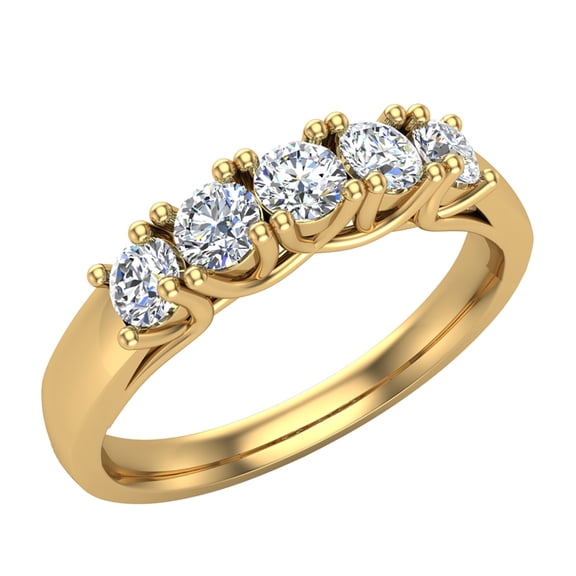 Weding Band Diamond Rings 5 Stone Anniversary Trellis Style 0.50 CT TW 14K Gold (G,VS1)
