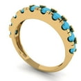thumbnail image 2 of 1 ctw Wedding Band for Women - 18K Yellow Gold Simulated Turquoise Stackable Eternity Ring, 2 of 6