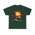 thumbnail image 2 of Unisex Heavy Cotton T-Shirt Perfect Beach Sunset w/ Waves 036, 2 of 8