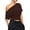 Brown, variant on Wrongduck Women's Off Shoulder Crop Top Ruched Short Sleeve Asymmetrical T Shirt Casual Going Out Slim Fit Blouse