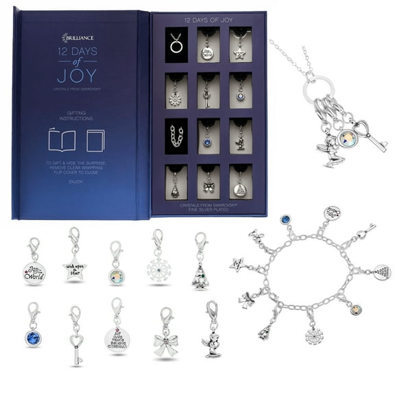 Little Gold Daisy Jewelry Christmas Advent Calendar with Silver Charms and Swarovski Crystals