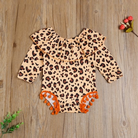 

Puloru Baby s Romper Print Ruffle Round Neck Long Sleeve Bodysuit One-piece Suit for Toddler Boys Girls